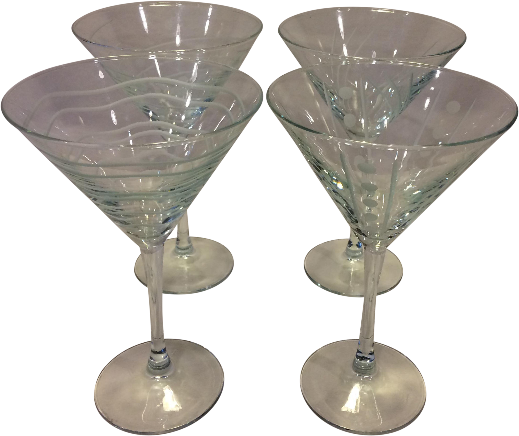 Vintage Etched Crystal Martini Glasses - Martini Glass (2424x2038), Png Download