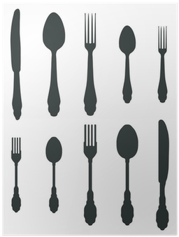 Silhouettes Of Spoon, Fork And Knife-vector Poster - Fork (400x400), Png Download