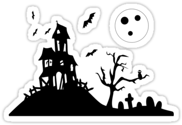 Haunted House Sticker (375x360), Png Download