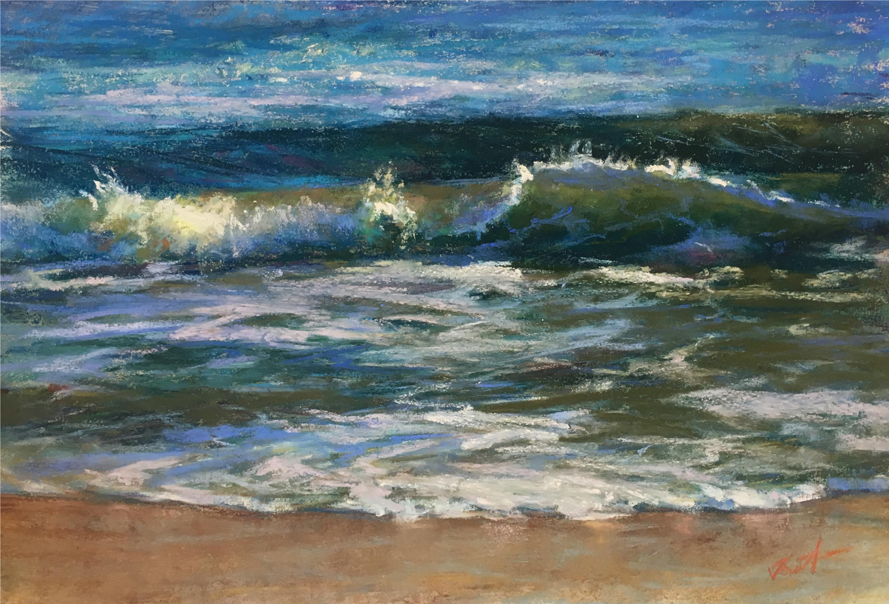 Waves Original Seascape Painting Clip Transparent Stock - Pastel (3822x2596), Png Download