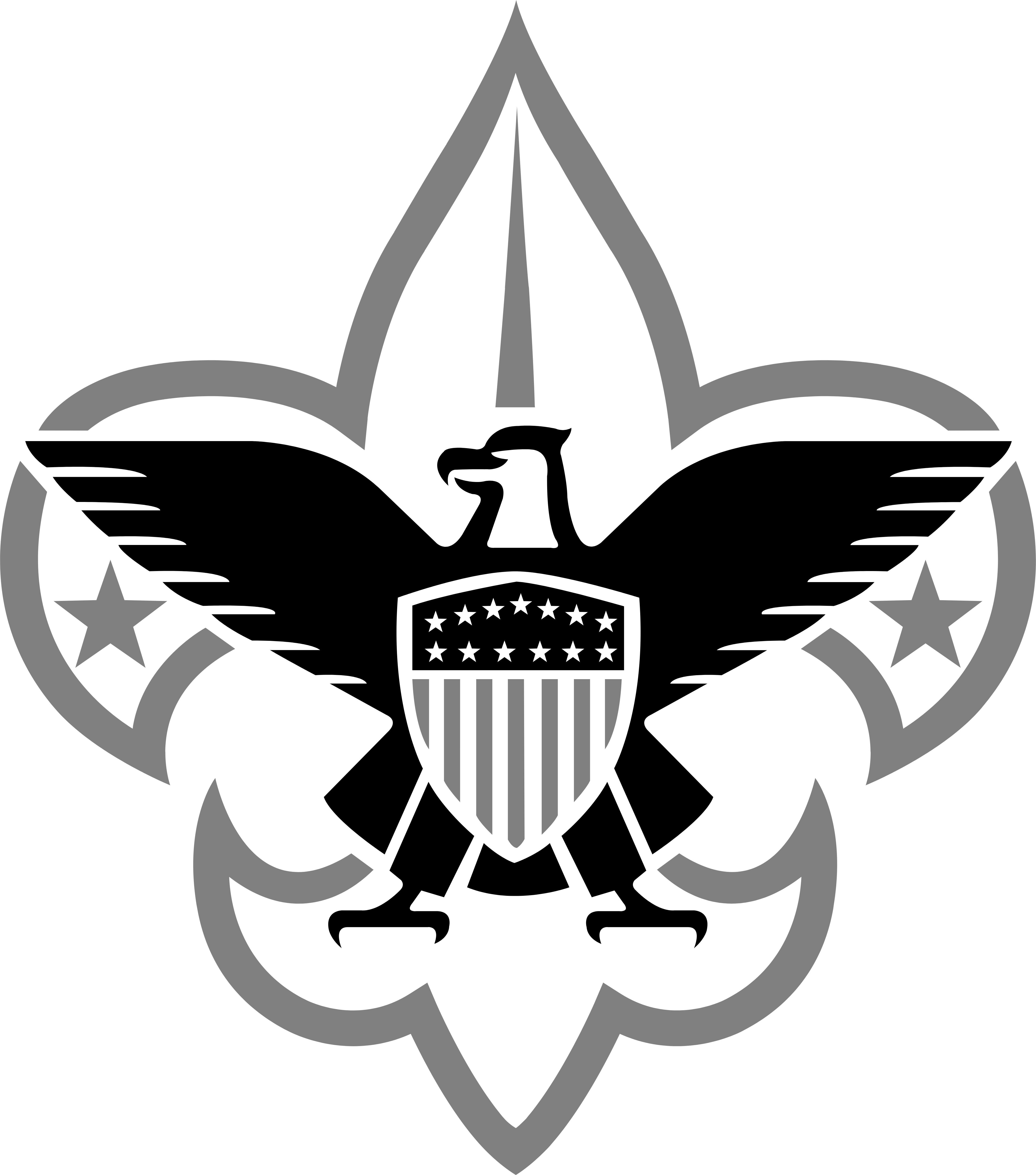 Boy Scouts Logo, Grey, Svg - Boy Scouts Of America Logo Black And White (4408x5000), Png Download