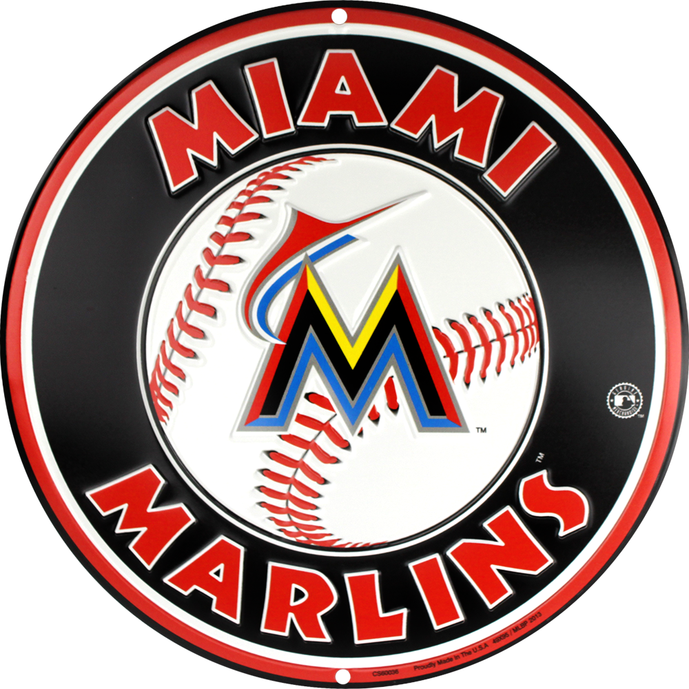 Miami Marlins Circle Sign - Miami Marlins Sport Metal Watch (1000x1000), Png Download