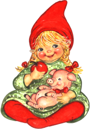 Cute Gnome And Her Pig - Gnome (307x439), Png Download