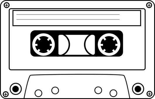 Tape Png Black And White Transparent Tape Black And - Black And White Cassette Tape Clipart (530x340), Png Download
