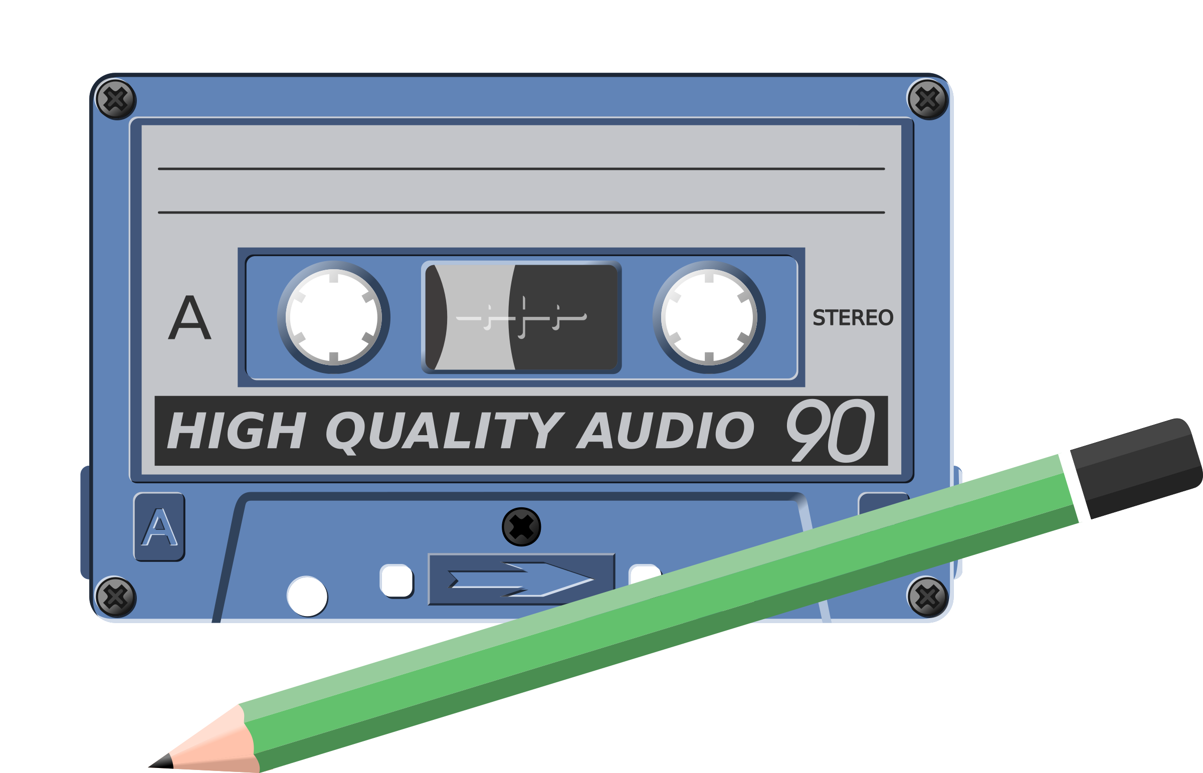 This Free Icons Png Design Of Audio-cassette With Pen (2400x1542), Png Download