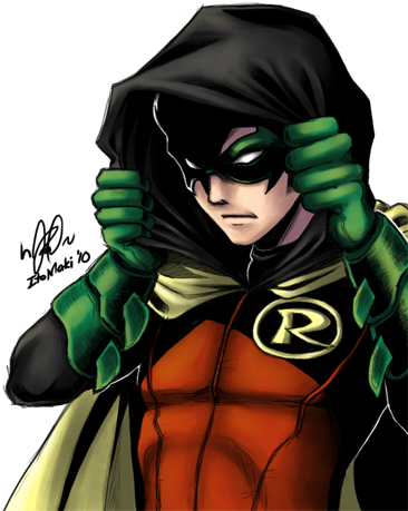 Damian Wayne Son Of Batman, Current Robin - Damian Wayne Robin Superhero Drawing (365x465), Png Download