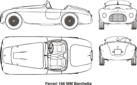 Ferrari Car Old Vintage Oldtimer Transport - Ferrari 166 Barchetta Drawings (548x340), Png Download