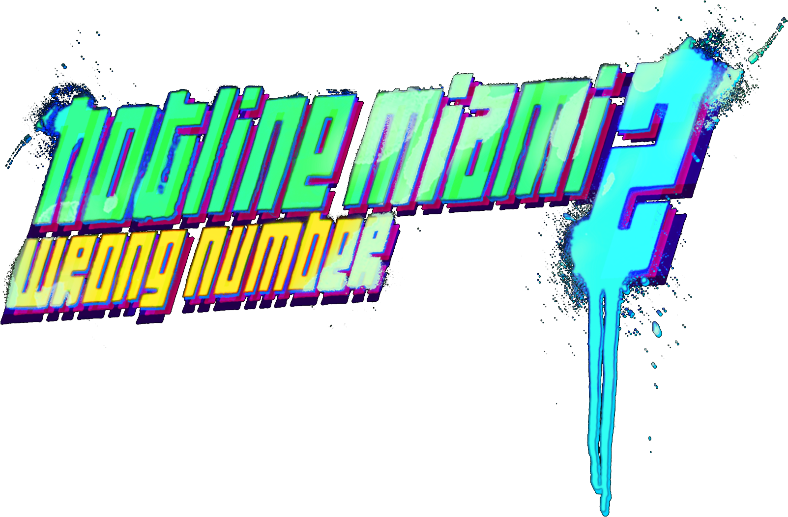 Wrong Number Title Screen Without Background [better - Hotline Miami 2 Wrong Number Png (1920x1080), Png Download