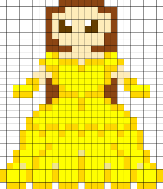 Beauty And The Beast Perler Bead Pattern / Bead Sprite - Belle Perler Bead Pattern (526x610), Png Download