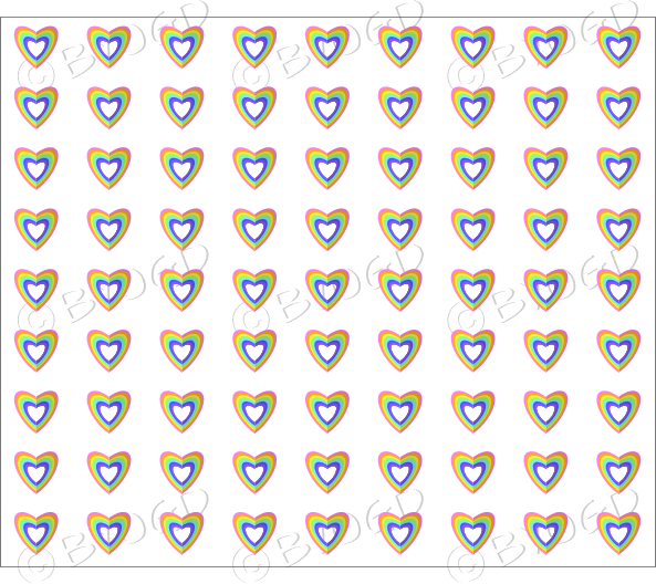 Small Rainbow Hearts On Clear Background (593x528), Png Download