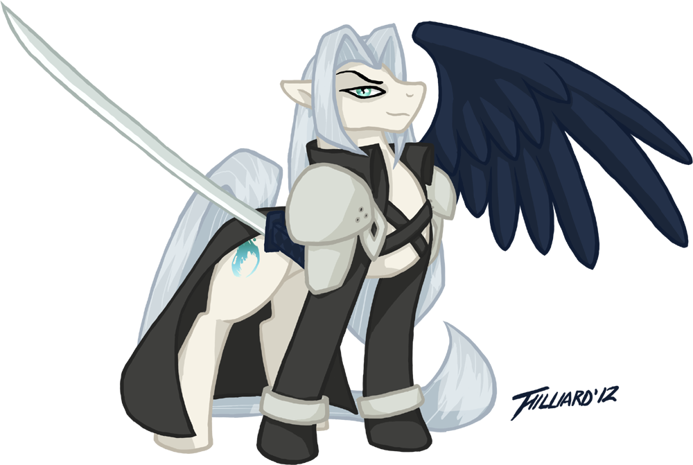 Dembai, Clothes, Final Fantasy, Ponified, Safe, Sephiroth, - Final Fantasy Sephiroth Mlp (1000x671), Png Download