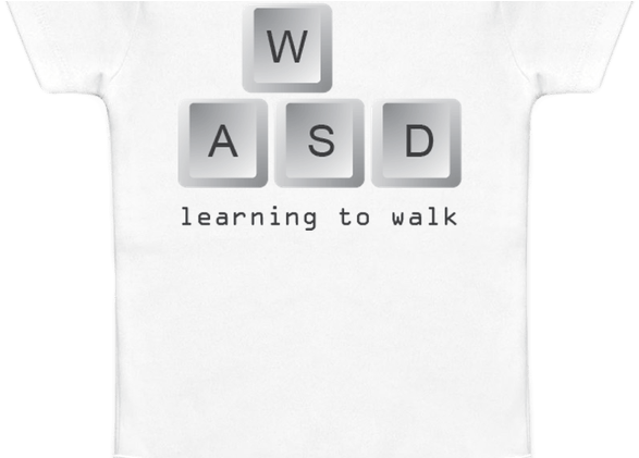 Learning To Walk Wasd Funny Gamer Baby Onesie Cute - Onesie (640x420), Png Download