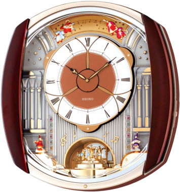 Seiko Fireworks Musical Wall Clock - Seiko Melody In Motion Clock - 12 Melodies (qxm250b) (380x380), Png Download