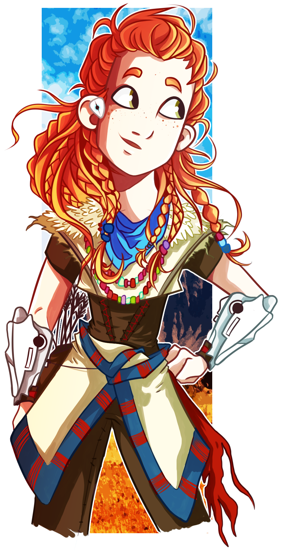 Aloy By Arkeresia-db2hoza - Horizon Zero Dawn Aloy Fanart (972x1897), Png Download