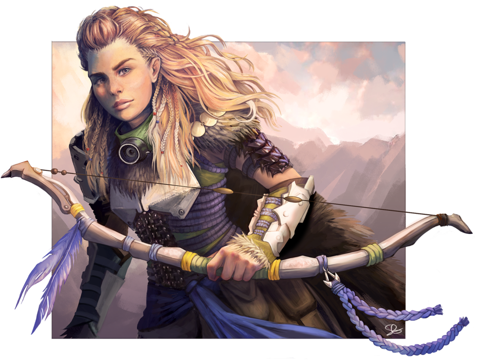 Aloy By Sagau - Aloy Horizon Zero Dawn Art (1024x759), Png Download