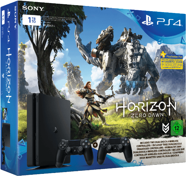 Sony Playstation 4 Slim Konsole 1tb Schwarz - Ps4 Pro Horizon Zero Dawn Bundle (786x587), Png Download