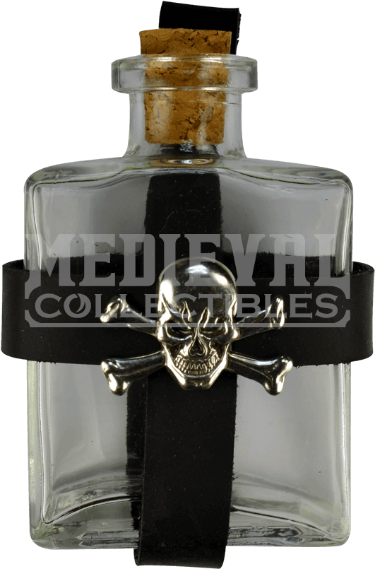 Glass Pirate Bottle With Jolly Roger Holder - Pirate Bottle (850x850), Png Download