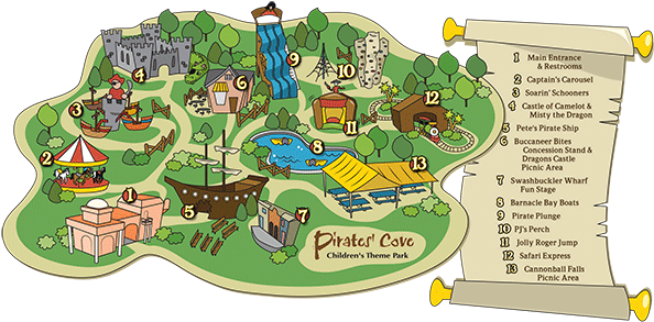 Pc Map Attractions - Theme Park Map For Kids (600x308), Png Download