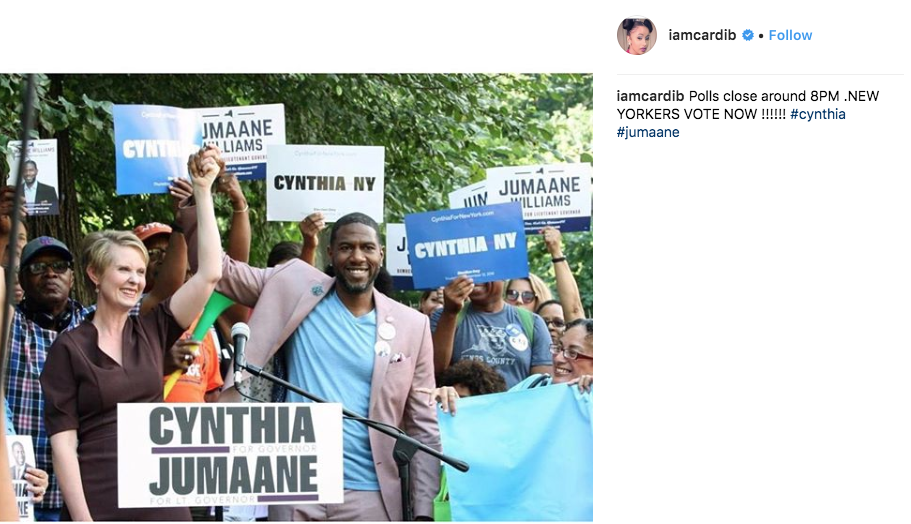 Cardi B Feud Has Officially Reached Gubernatorial Levels - Cynthia Nixon And Jumaane Williams (911x524), Png Download