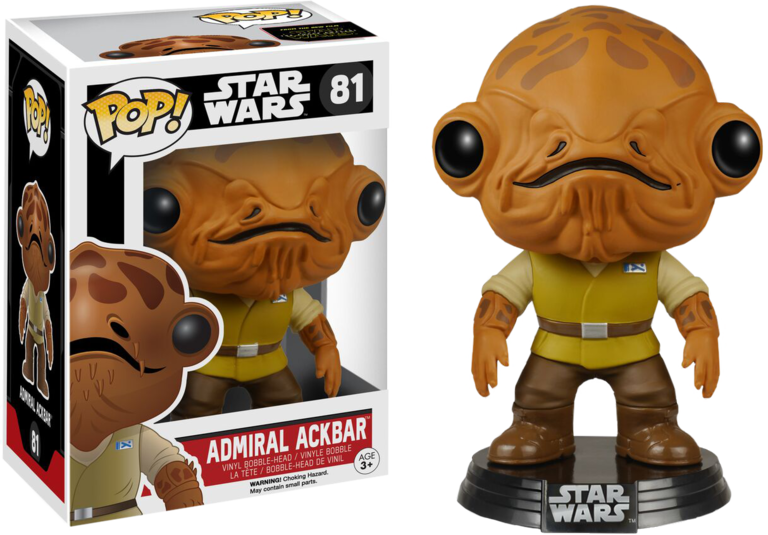 Star Wars The Force Awakens - Admiral Ackbar Funko Pop (768x535), Png Download