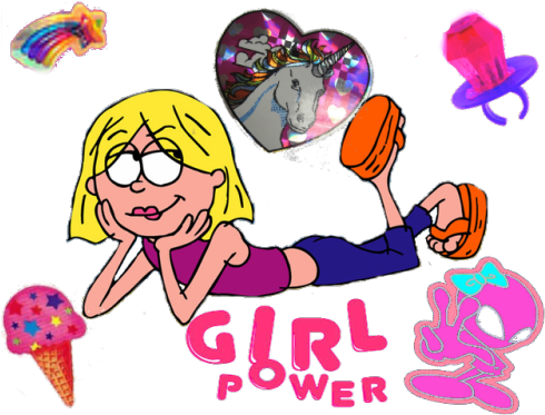 Mine Disney Cool Cartoon Pink Candy Unicorn Lizzie - Lizzie Mcguire Cartoon (500x375), Png Download
