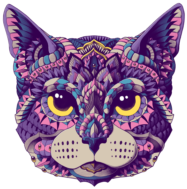 Bioworkz Cat Head Sticker - Mandalas De Gatos Con Color (600x600), Png Download