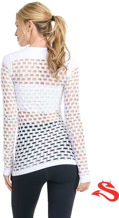 White Long-sleeve Fishnet Tank - Color (600x750), Png Download