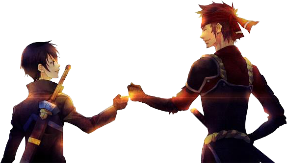Kirito And Klein Sword Art Online Render By Carolester-d5jbngf - Sao Klein And Kirito (600x352), Png Download