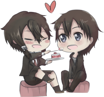 X Kirito Chibi By Pikarty On Deviantart - Kirito X Sinon Chibi (400x400), Png Download