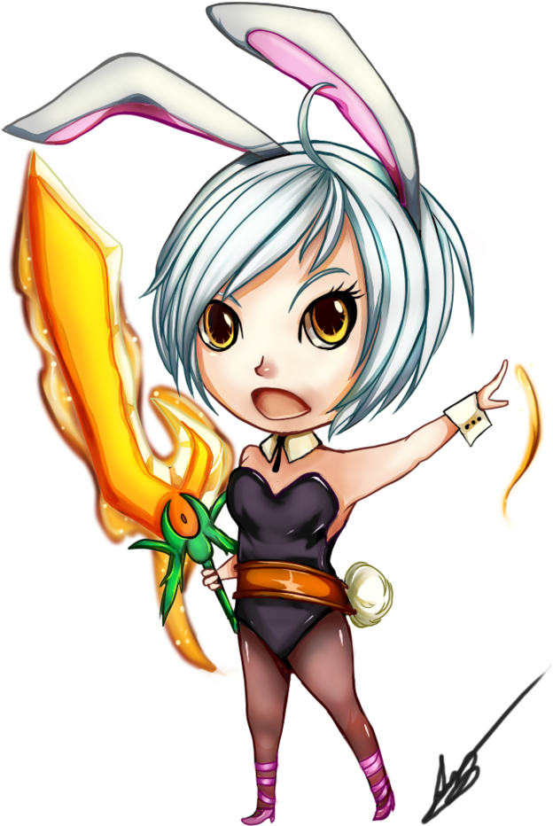 Image Royalty Free Download League Drawing Riven - Battle Bunny Riven Png (707x1130), Png Download