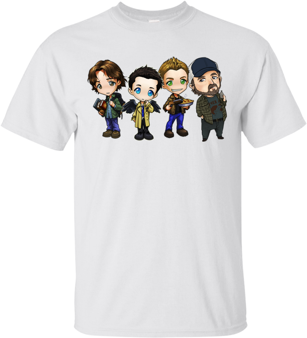Sam Dean Castiel Idjit Chibi Shirt, Hoodie - Renhe Mens Supernatural Chibis Sam Dean Castiel (1155x1155), Png Download