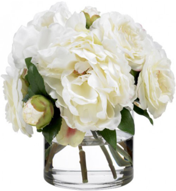 White Satiny Peonies - White Peonies In Vase (360x480), Png Download