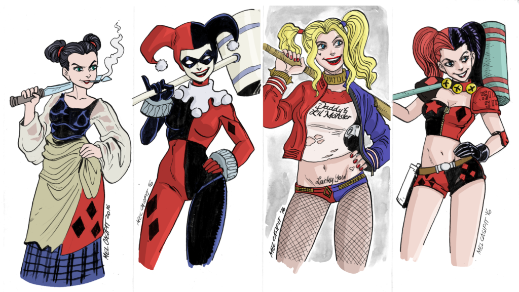 Different Versions Of Harleyquins - Harley Quinn (1024x577), Png Download