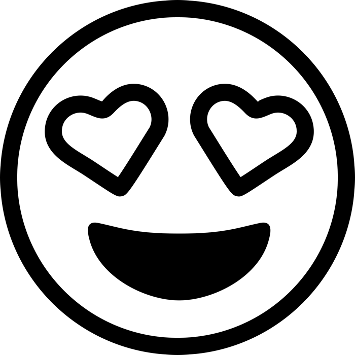 Heart Eyes Emoji Rubber Stamp - Black And White Love Emoji (700x700), Png Download