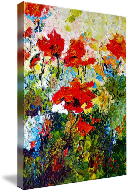 "red Poppies Provencale Oil Painting By Ginette" - Gallery-wrapped Canvas Art Print 24 X 32 Entitled Red (435x650), Png Download