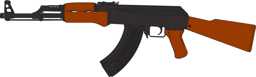 M16 Png Drawing Clipart Free Library - Ak 47 Drawing (1024x310), Png Download