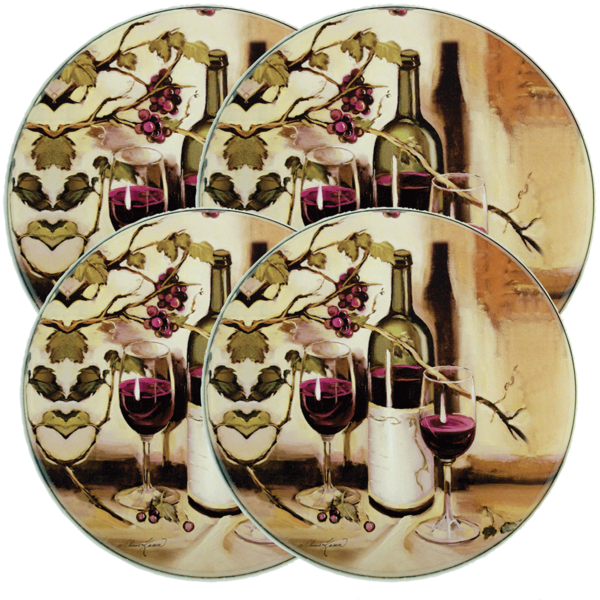 5000 Ripe From The Vine 4-pack Licensed Round Burner - Grapes Round Wine Themed Placemats (600x600), Png Download