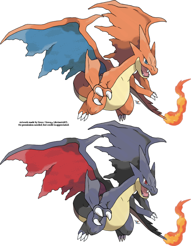 Mega Charizard Y By Xous54 On Deviantart - Charizard And Shiny Charizard (789x1013), Png Download