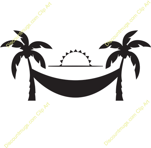 Exotic Clipart Palm Tree Hammock - Palm Trees With Hammock Clip Art (500x500), Png Download