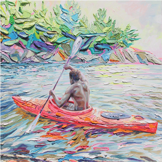 Sarah Carlson Svg Black And White Library - Acrylic Paintings Kayak (517x660), Png Download