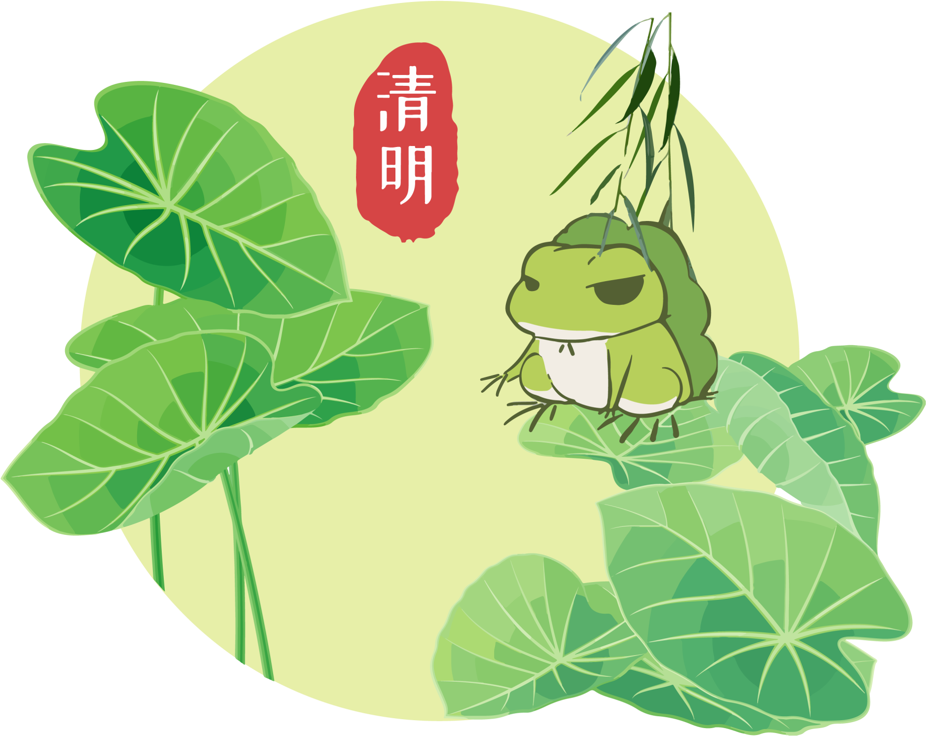 Green Lotus Leaf Frog Clear Element Design - 荷 叶 (2000x2000), Png Download