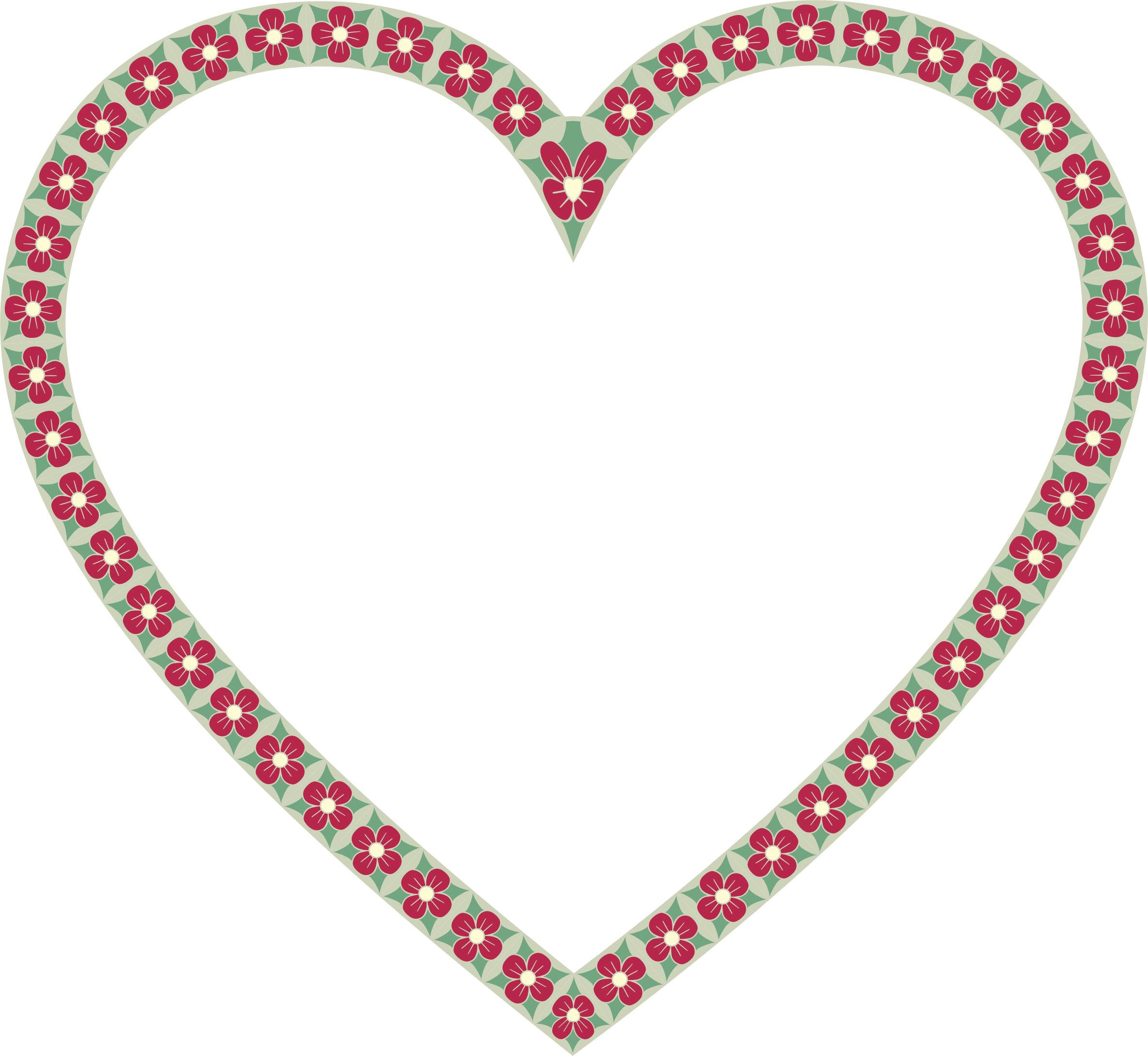 This Free Icons Png Design Of Floral Border Heart (2372x2182), Png Download