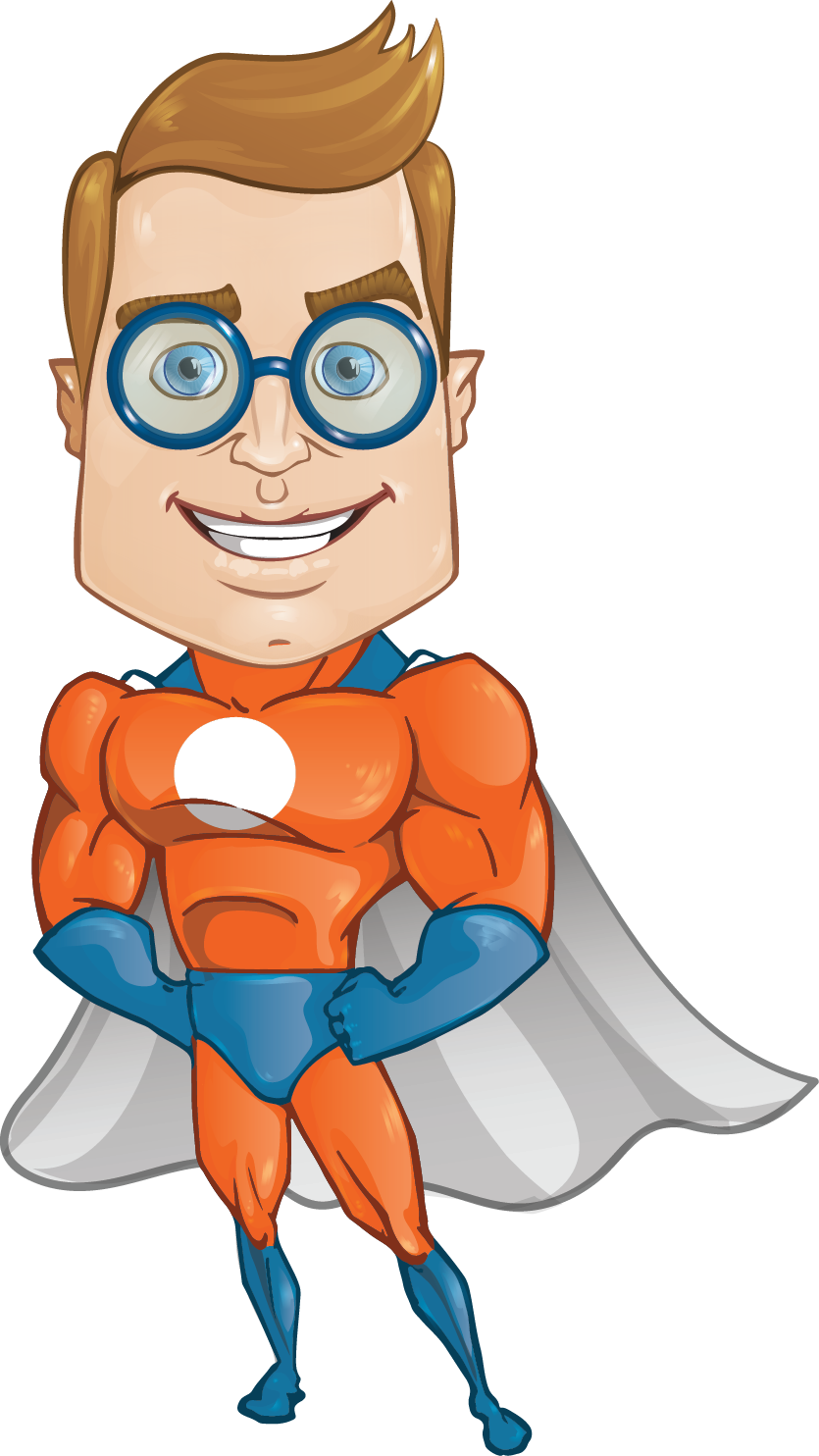 Superhero Free To Use Clipart - Superhero With Glasses Cartoon (835x1484), Png Download