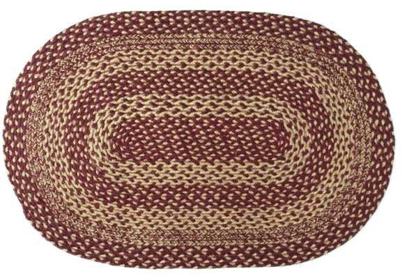 Burgundy Tan Jute Rug Oval 24x36 - Vhc Brands Burgundy (red)/tan Area Rug; Oval 2' X 3' (600x600), Png Download