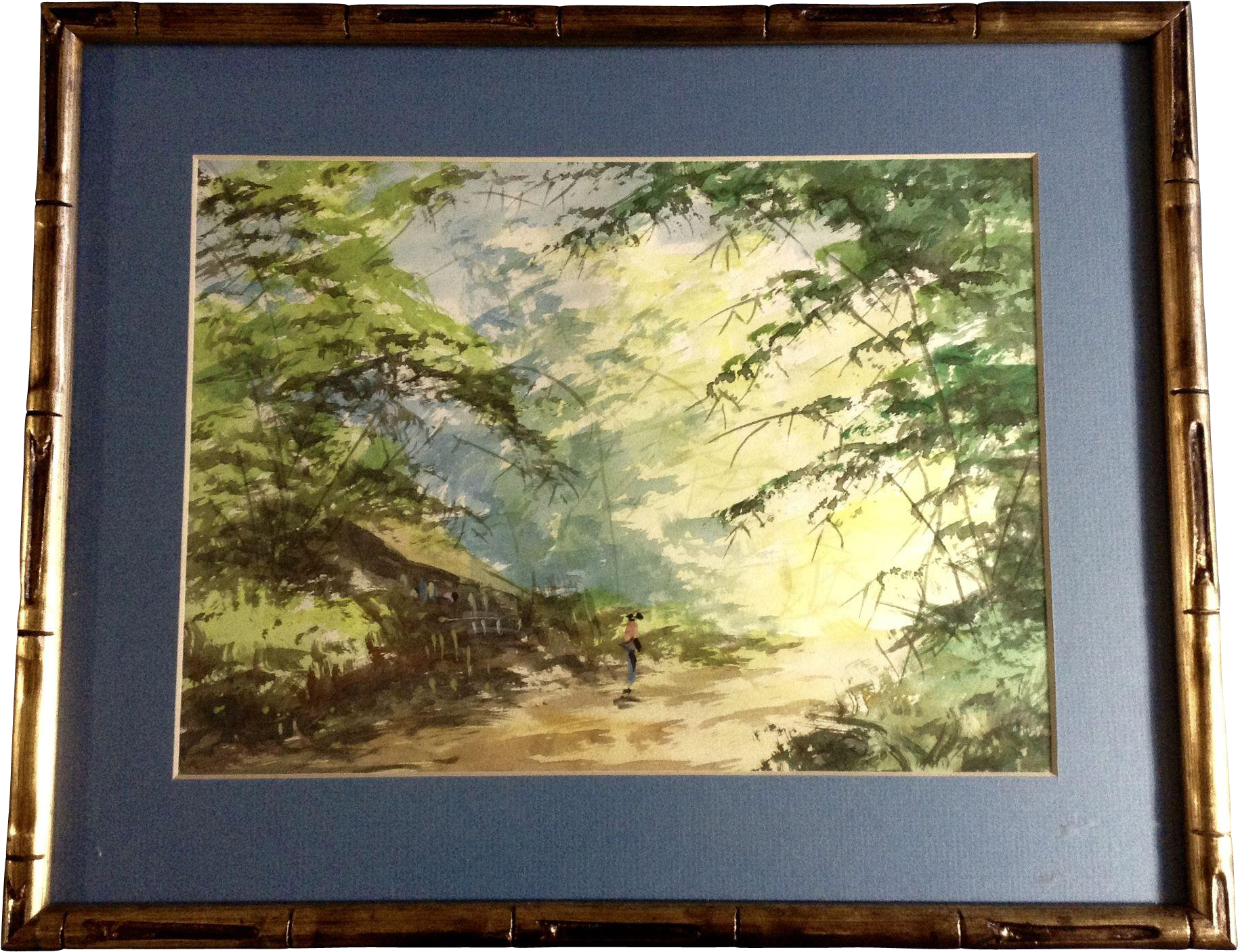 Asian Watercolor Of Man Walking Through Jungle Works - Watercolor Painting (1827x1827), Png Download