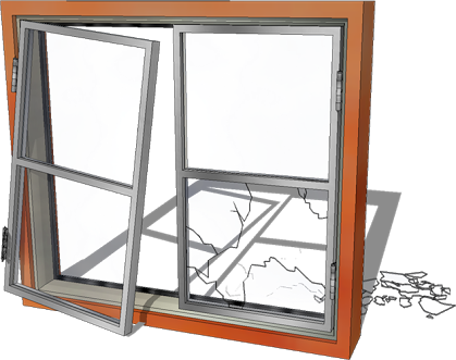 Broken Window Png Image - Broken Window Clipart Png (419x331), Png Download