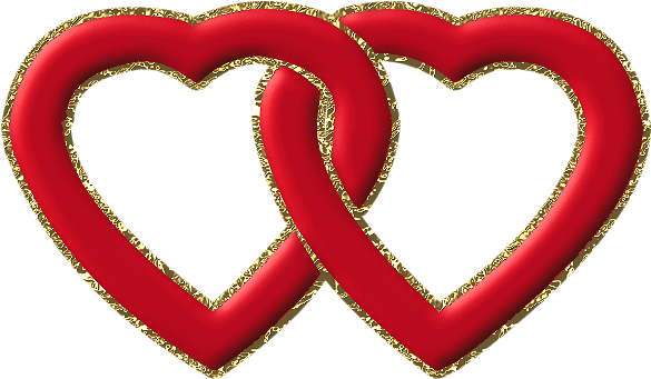Love Clipart Heart Frame - 2 Love Hearts Together (597x378), Png Download