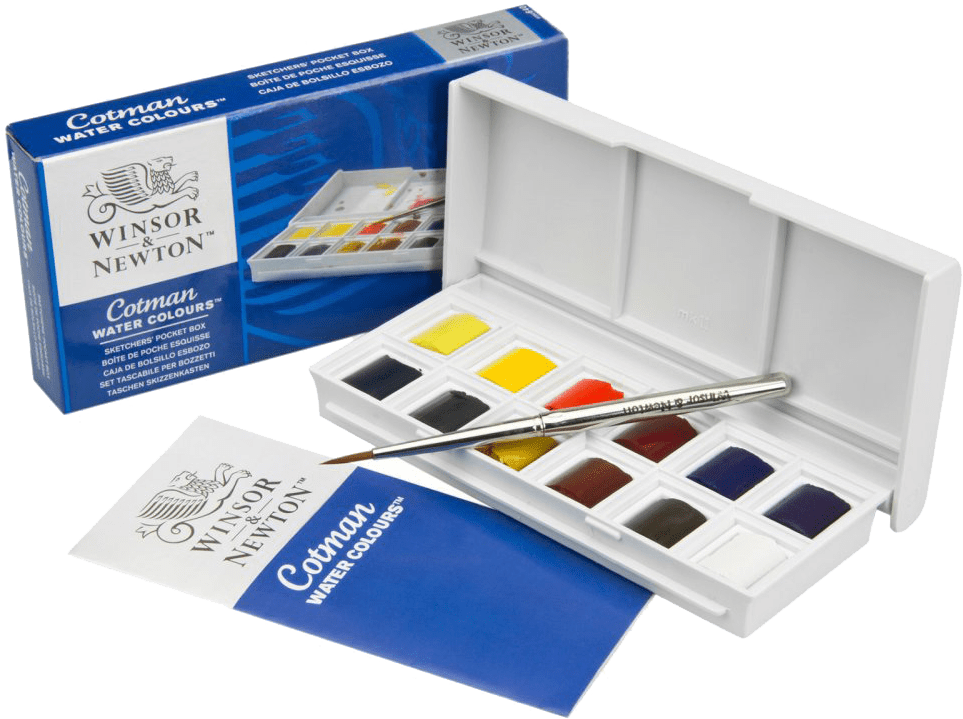Winsor And Newton Cotman Water Colour Sketcher's Pocket - Winsor And Newton Watercolor 12 Set (1000x727), Png Download