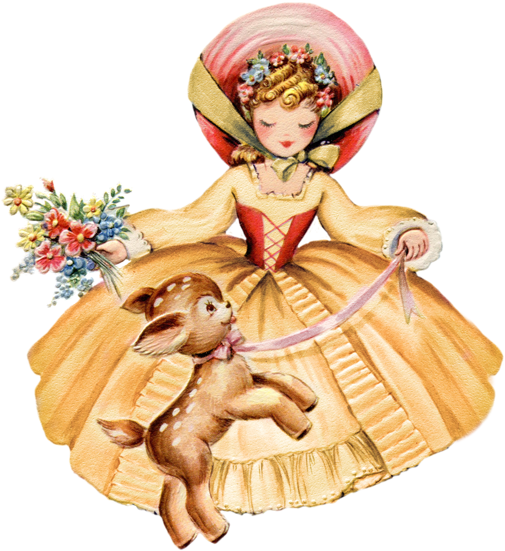 Clip Arts Related To - Vintage Girl Clipart (1758x2037), Png Download