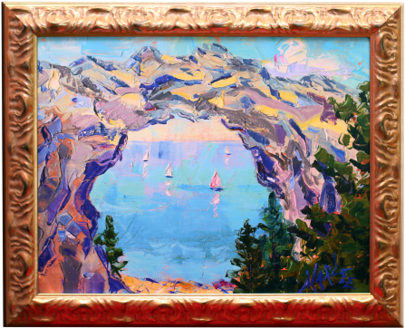 Arch Rock Canvas In Gold Frame - Canvas (500x399), Png Download